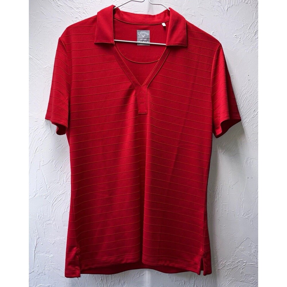 Callaway Opti-Dri Women's Moisture Wicking Striped Polo Red Size M